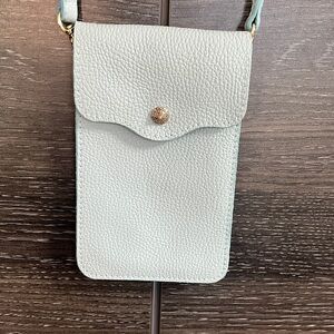 NWOT Isadora Made in Italy Pale Blue Pebbled Leather Crossbody Small Bag